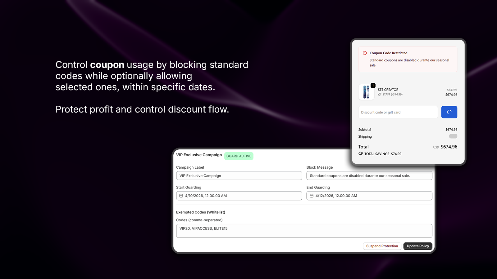 Disable Coupon Codes Interface
